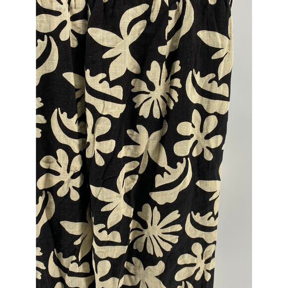 LOST & WONDER Women's Black-Beige Tropic Flair Printed Crewneck Jumpsuit SZ L - Picture 5 of 12
